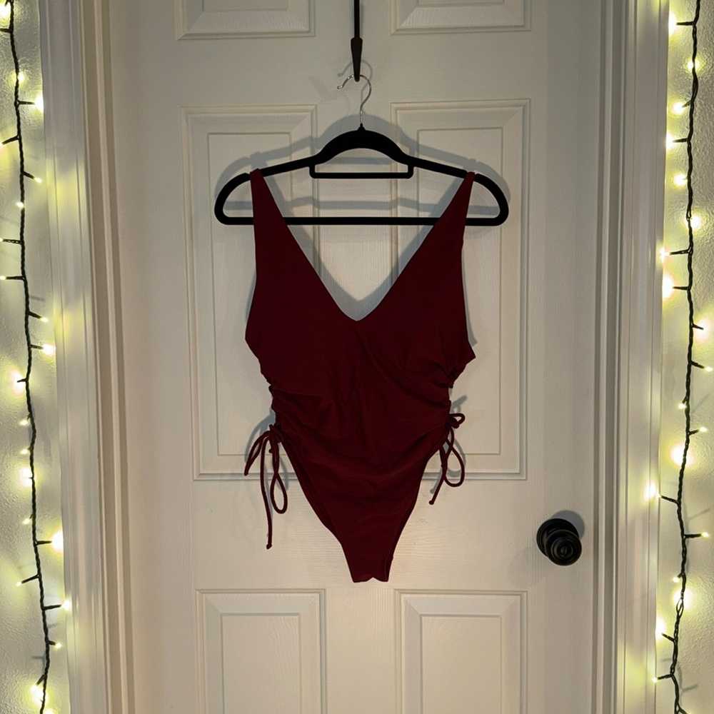 Dark Red One Piece Bathing Suit